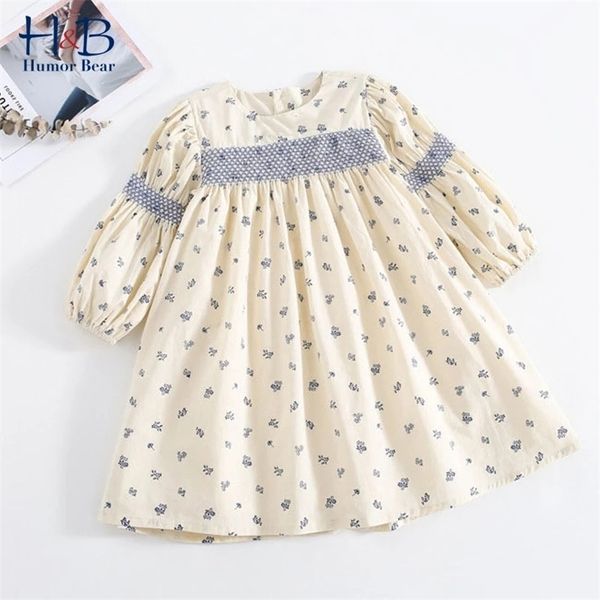 

humor bear girls dress spring autumn puff-sleeve vintage embroidery floarl princess toddler kids clothes 220429, Red;yellow