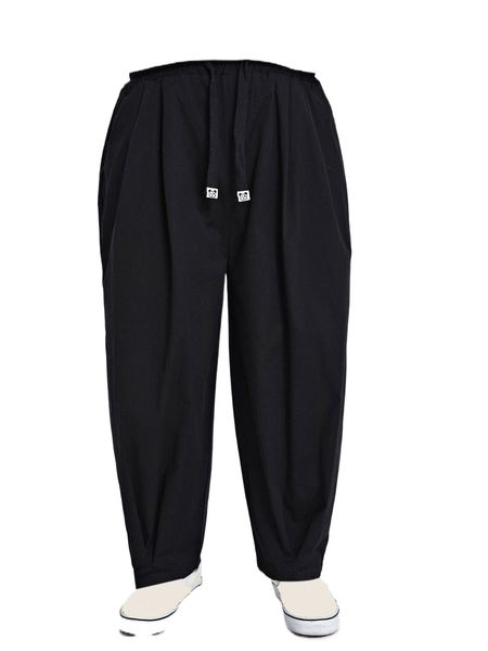 

men cartoon patched detail drawstring waist pants r3y2#, Black