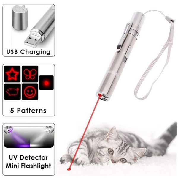 Funny Laser Pet Cat Toy 5 Padrão Red Dot Laser Luz de luz criativa Ponteiro Lasers Toys interativos de canetas