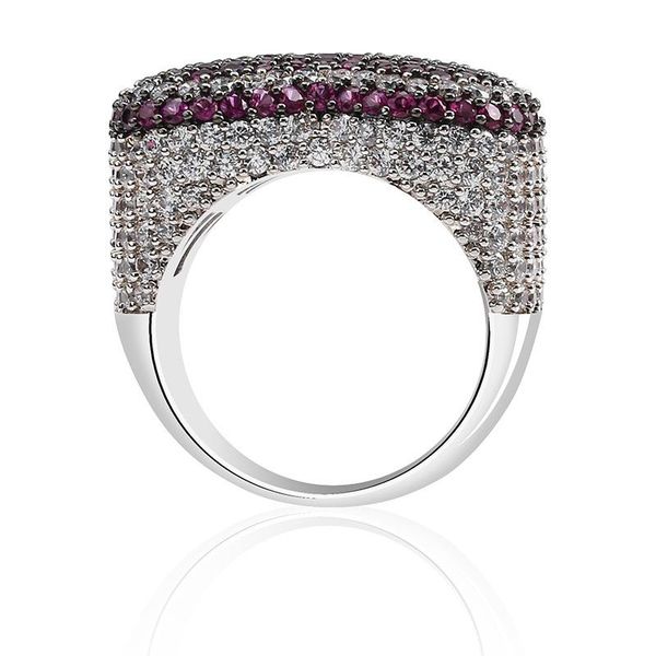 

band rings pink/white cz stone paved bling out heart shape men women white gold color big wide hip hop ring jewelry size 7-11, Silver