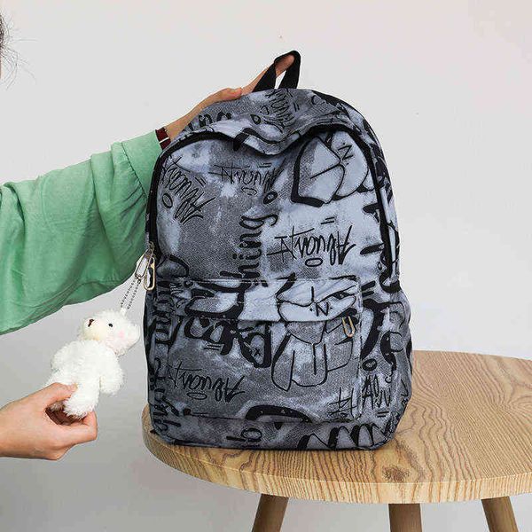 

backpack style bag evening fashion nylon high capacity woman student school autumn new graffiti shoulder female luxury brand s 220801