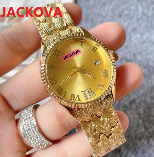 Montre De Luxe Quarz Mode Damenuhren 35mm Auto Datum Kleid Designeruhr Großhandel römische Diamanten Zifferblatt Geschenke Europäische junge Liebhaber Armbanduhr