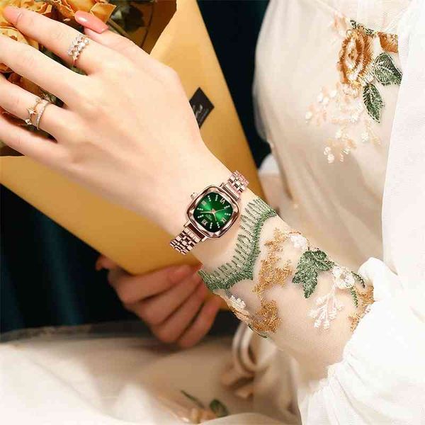 

nibosi new 2535 women's small green watch bright diamond dial, Slivery;golden