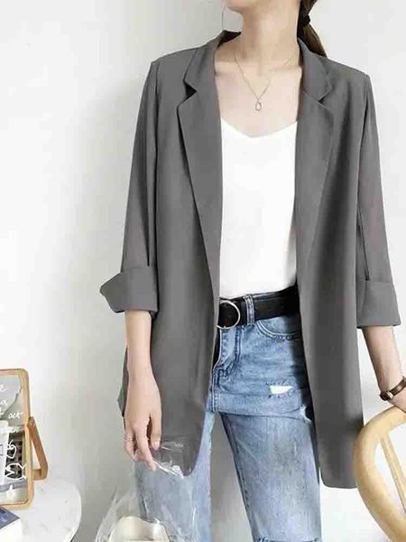 Женские костюмы Blazers Solid Color Thin Blazer Women 2022