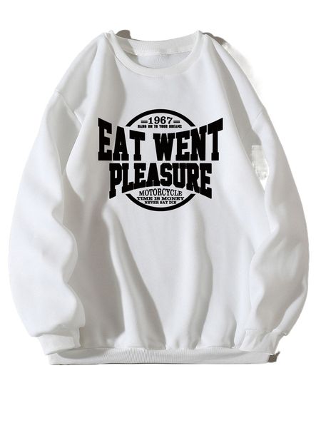 

slogan graphic thermal pullover y07q#, Black