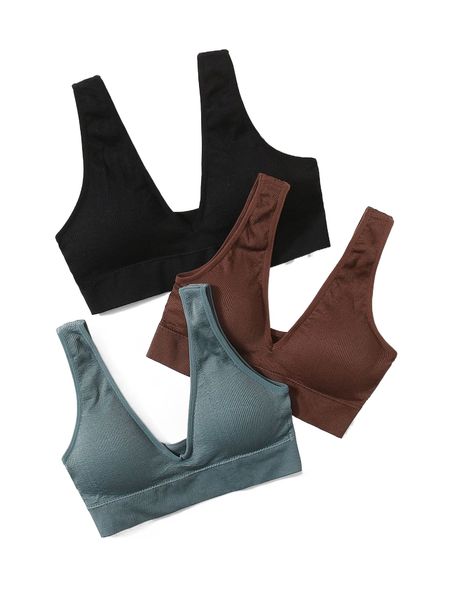 

3pcs high support seamless breathable softness sports bra s2wc#, Gray