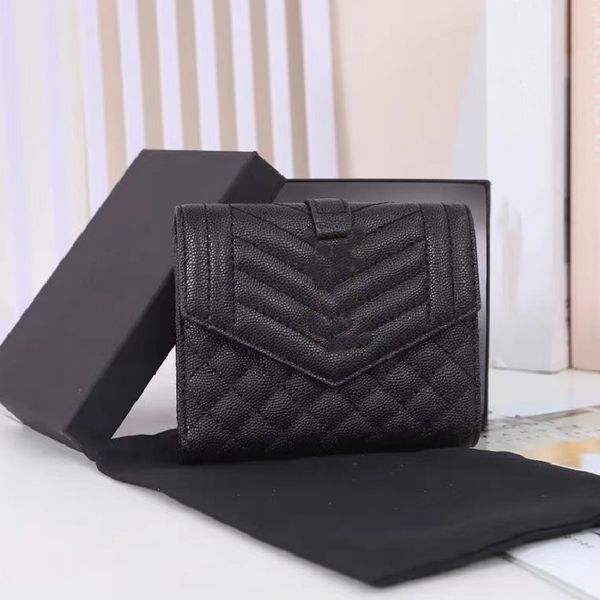 

5a 2022 r luxury brand wallets large letter pair ladies leather caviar short lingge coin purse classic fashion card holder credit cards, Red;black