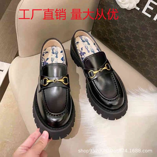 

dress shoes g's horse buckle little bee embroidered leofaux shoes women's thick soled derby english style black small leather