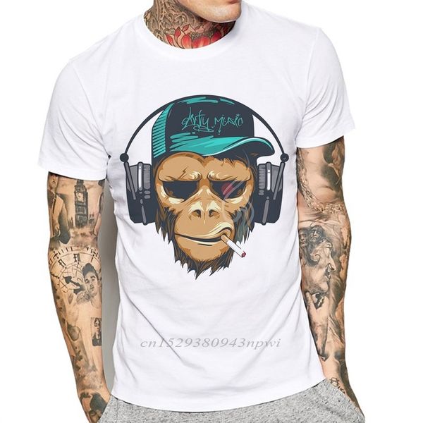 Men camiseta de manga curta Macaco engraçado impressão masculina camiseta o-gola camiseta