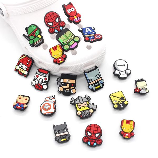 

1pcs super hero pvc shoe charms diy cartoon characters shoe aceessories clogs decorations fit kids x-mas gifts croc jibz, White;pink