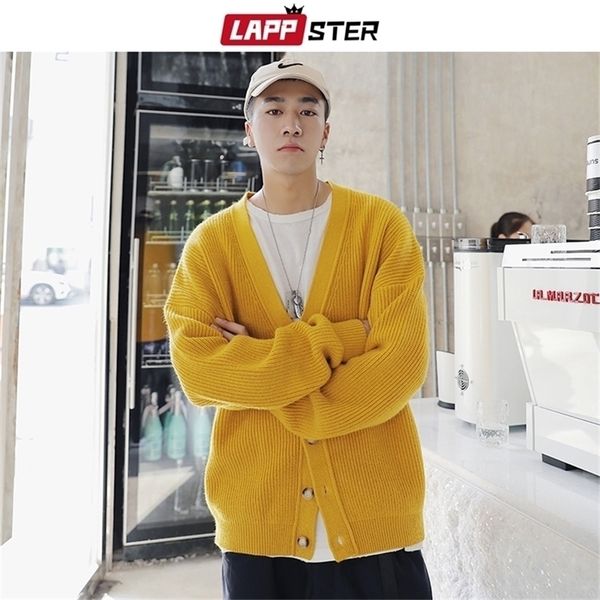 

lappster cardigan men kpop clothes man harajuku ulzzang sweaters casual vintage winter sweater long sleeve hip hop clothing 201202, White;black
