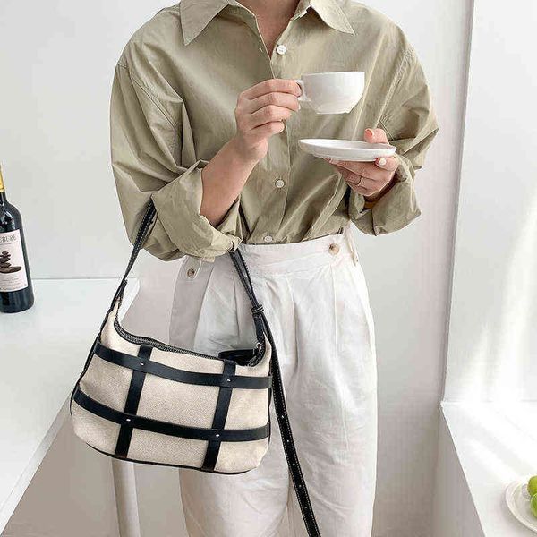 

casual high capacity canvas patchwork pu leather crossbody bags for women 2022 summer shoulder handbags lady luxury female