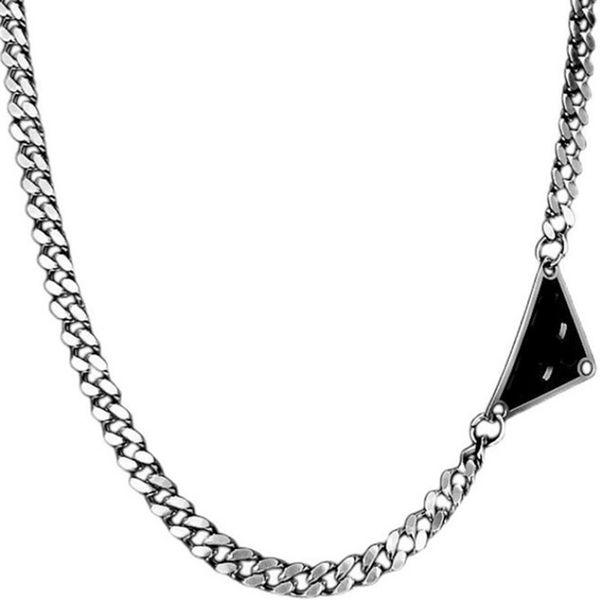 

mens womens hip hop necklaces fashion designers silver chain triangle pendant letter print necklace street style couple choker191y