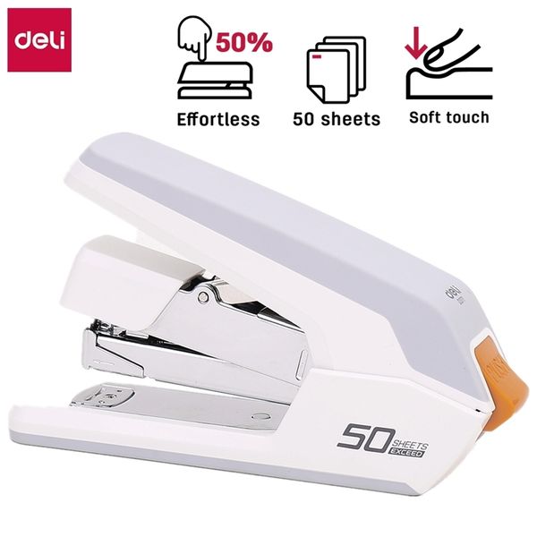 Deli Heavy Duty Stapler без усилий бумажной машины для бумаги 50 листовых школьных канцелярских принадлежностей Power Saving 220510