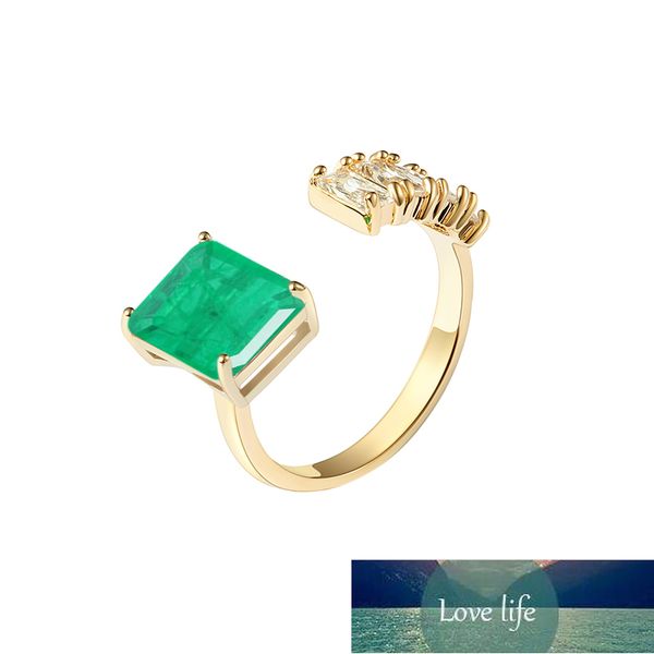 

ring square women's wedding pink diamond emerald light open sapphire luxury delicate gold plated pendant jewelry, Golden;silver