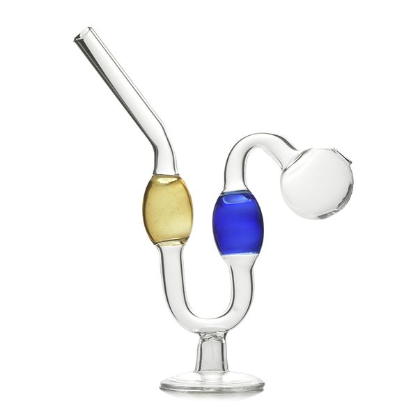 Tubi di gorgogliamento dell'acqua a mano Bruciatore a nafta Pipa di vetro Serpentina portatile Speciale spessa Pyrex Downstem Rig Tondo di piccoli tubi di vetro per tabacco Accessori per fumatori Regalo