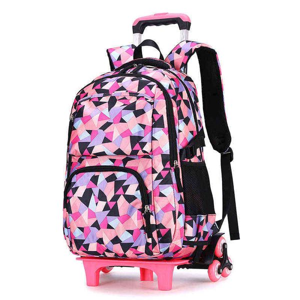 

big capacity trolley backpacks child school bags for teenage girls boys waterproof school backpack kids travel wheeled bag aa220316