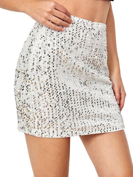 

high waist sequin bodycon skirt y2i1#, Black