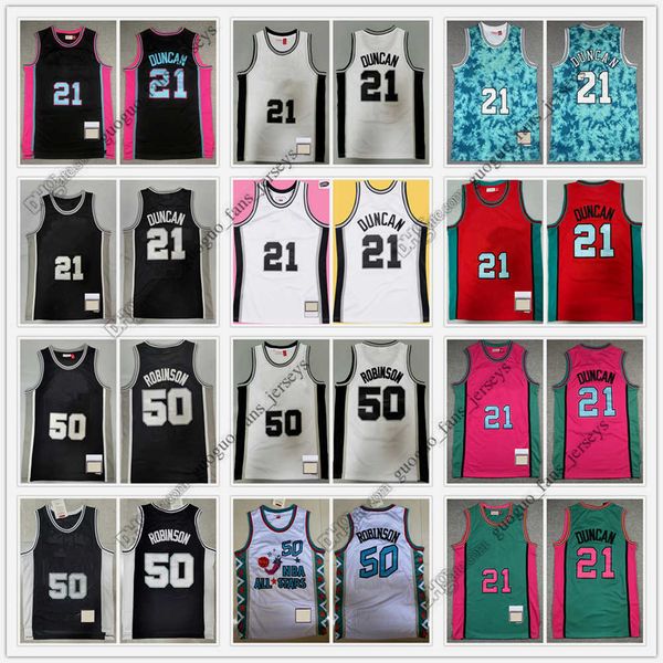 

retro mitchell and ness basketball jerseys duncan 21 tim robinson 50 david tracy 3 steve mcgrady francis 11 yao 3 john ming starks anthony 7, Black;red