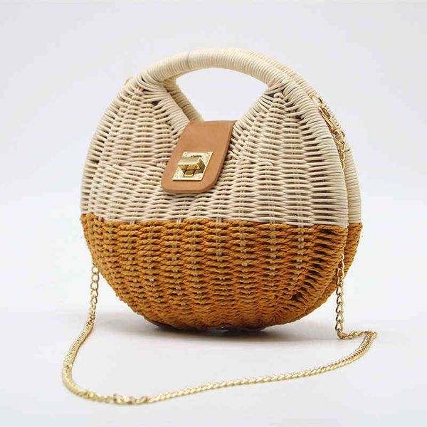 

evening bags brands panelled rattan women handbags bohemian straw for summer shell beach chains crossbody boho tote 220507