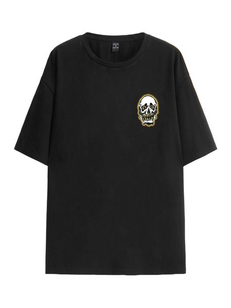 

x forcino illustration men skull print drop shoulder tee a2gh#, White;black