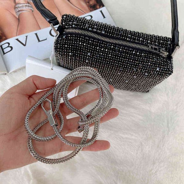 Bolsas de noite, designer de bolsas de casamento de ombro Crystal Rhinestone Crossbody for Women Luxury Bling Purse Mini Top Handle 220331