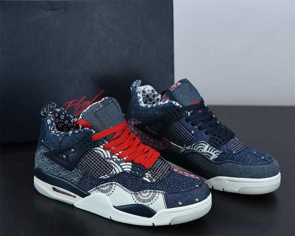

mens basketball shoes sashiko men woman jumpman 4 4s deep ocean fire red sail outdoor running trainers sport sneaker with boxport, Black