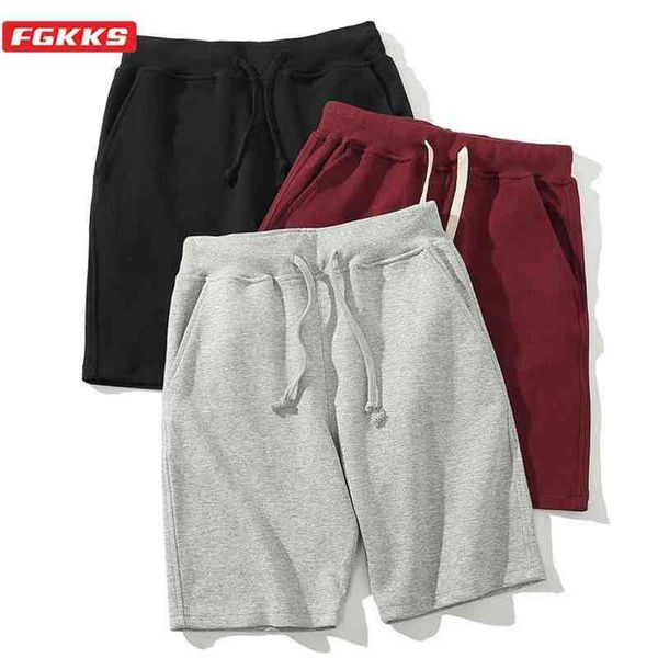 

fgkks brand men casual shorts mens fashion sports solid color shorts summer loose drawstring beach shorts male 210322, White;black