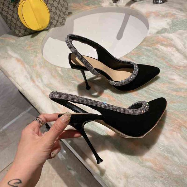 

sandals women's leather super high heel sandals summer party pointed shoes series, Black