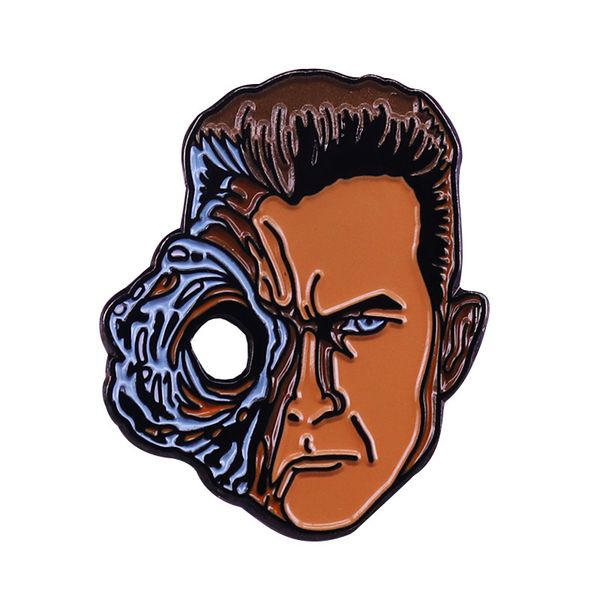 

terminator arnold schwarzenegger brooch and enamel pins men and women fashion jewelry gifts anime movie novel lapel badges, Blue