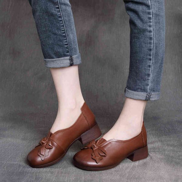 

sandals spring british cowhide bow thick heel women's shoes single shoe hollow leather middle round head b24c, Black