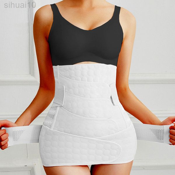 

2 in 1 postpartum belly belt tummy band belts corset body shapers band c-section waist trainer cincher pelvis wrap shapewear l220802, Black;white