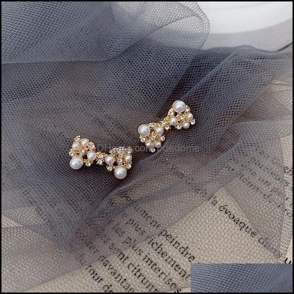 

stud earrings jewelry 2021 trendy bow womens fashion simple small fresh ins style korean drop delivery dhcjw, Golden;silver