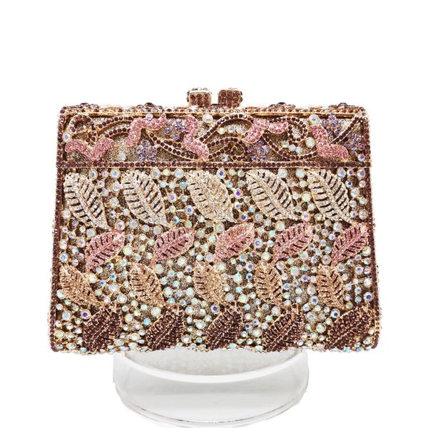 

fashion box crystal luxury evening bags yellow rose gold wedding bridal clutches sm82 220620