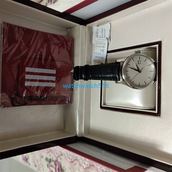 

bf factory mens watch 39mm automatic transparent movement mechanical 5227r001 calatrava black leather strap nice experience wristwatch, Slivery;brown