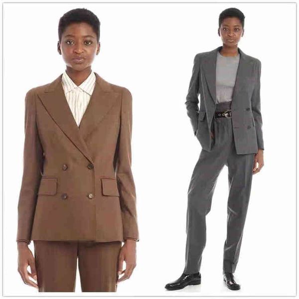 

women's suits & blazers max italy autumn and winter main line waist closing slim double breasted wool suit coat women, White;black