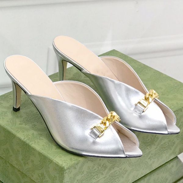 

2022 designer women slippers spring and autumn fish mouth leaky toe sandals high heel slippers, Black