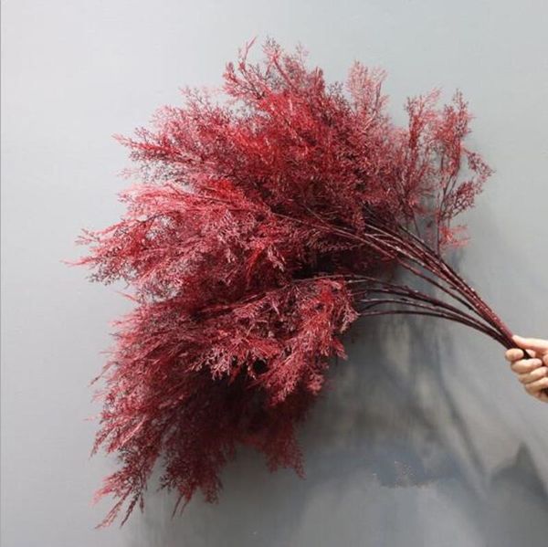 Fiore di brina artificiale Pino Smog Ramo di un albero Erba di plastica Giardino Decorazione della casa Pianta finta Foglia Decorazione del soffitto di nozze