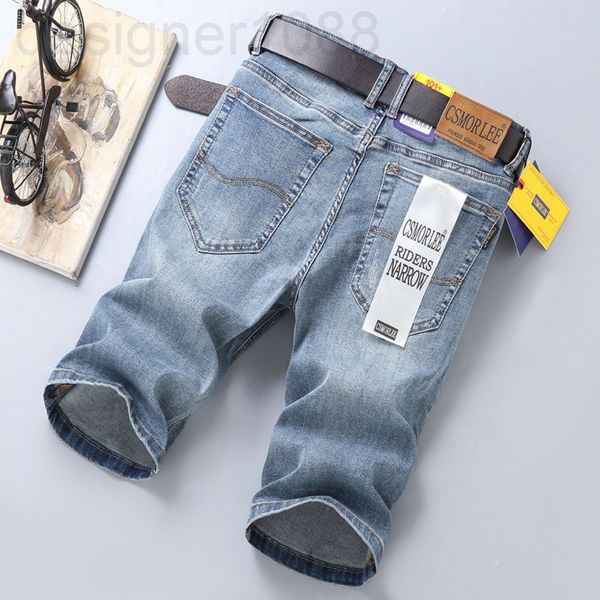 

men's jeans designer smoke grey denim capris men's straight tube loose youth wear medium pants summer thin shorts 1k39, Blue