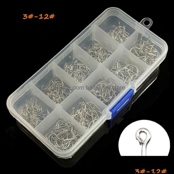 

500pcs/box 10 sizes mixed 3#-12# sier ise hook high carbon steel barbed fishing hooks pesca tackle accessories wh-032 drop delivery 2021 spo
