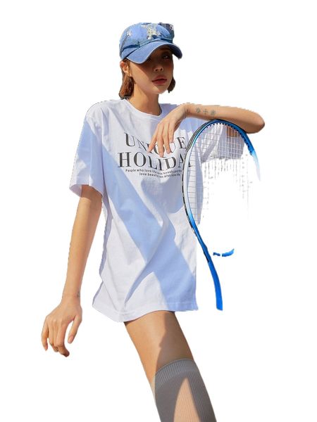 

dazy slogan graphic split hem drop shoulder tee l1wf#, White