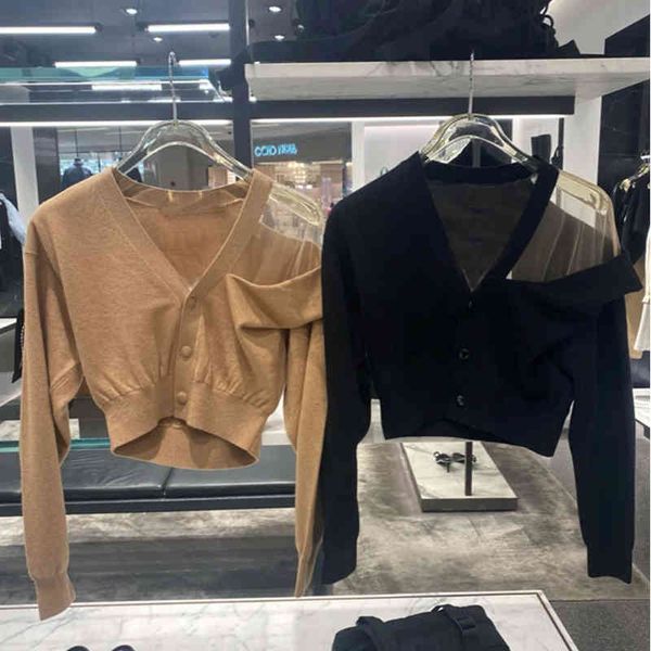 

women's sweaters make goods aw dawang's early spring mesh stitching sweater sense of care machine off shoulder female, White;black