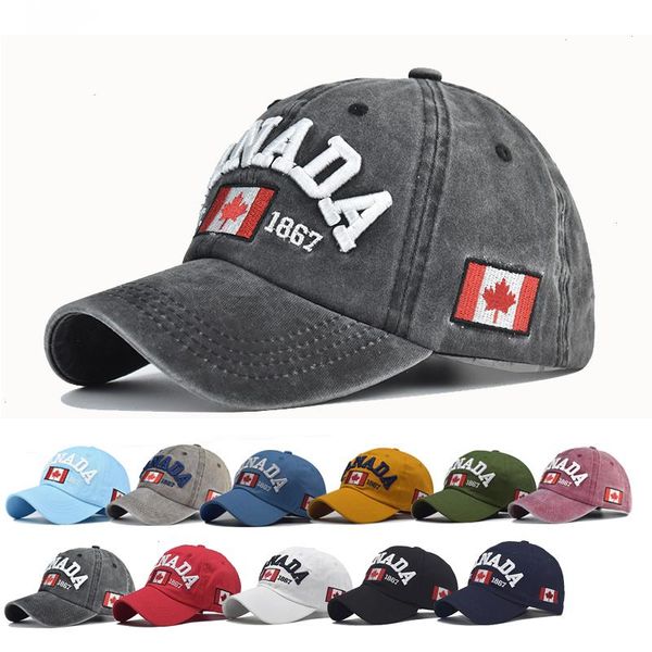 Baseball Cap Canada Letter Recamiture Fashion Cappello Sun Cappello Spring Autunno lavata Sport Sport Hip Hop montato