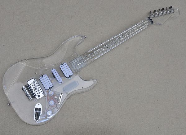 

6 strings acrylic glass electric guitar with floyd rose