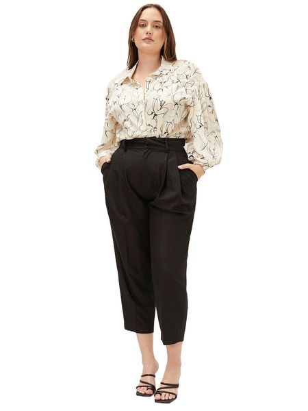 

motf premium plus viscose floral shirt 90et#, Black