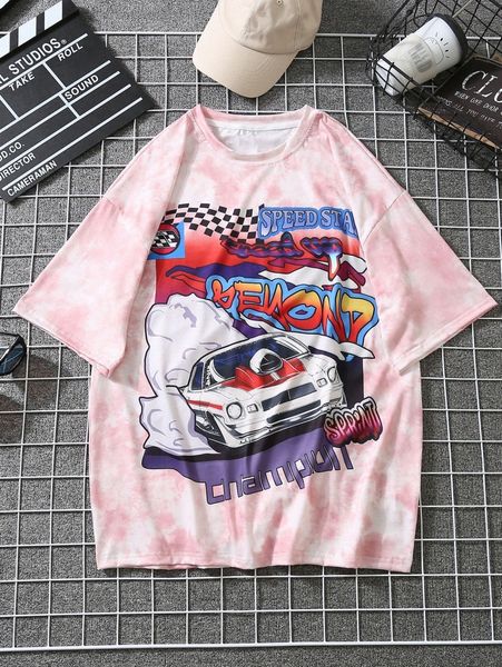 

men car and letter graphic tee r97y#, White;black