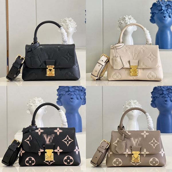 

real cowhide black emboss madeleine bb tote designer luxury handbags women messenger bag petit palais lady purses shoulder crossbody bags cl