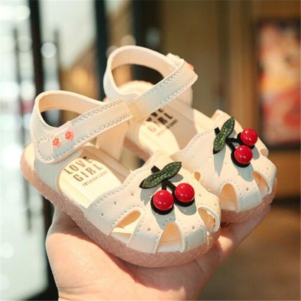 Summer Kids Girls Sandali Cute Little Cherry Infant Toddler Soft Sole Calzature Scarpe da principessa per bambini antiscivolo e resistenti all'usura