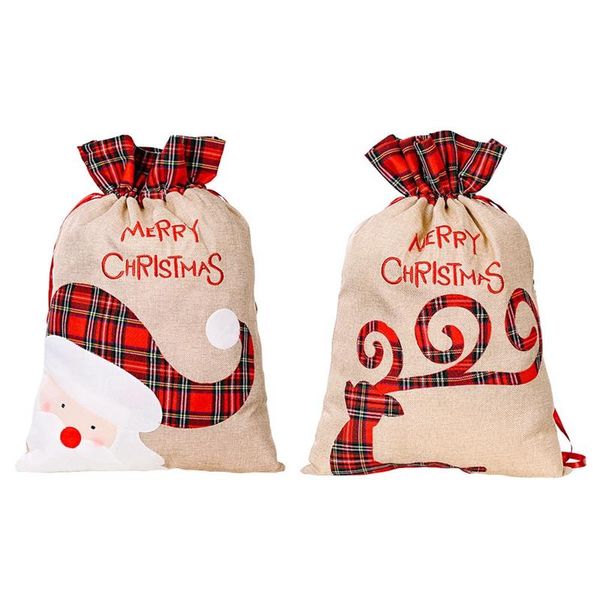 Confezioni regalo Borse con coulisse natalizie Sacchetto di iuta Goody per involucri di caramelle Forniture per bomboniere Regalo