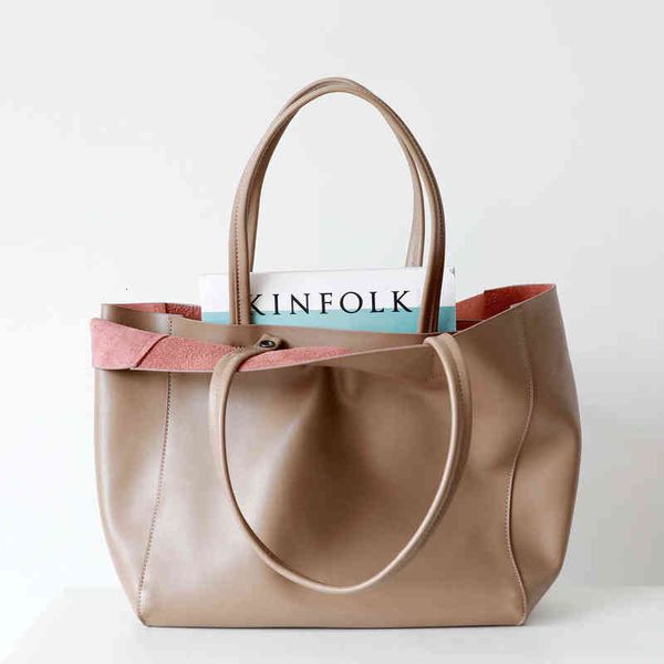 

2021 versatile new commuter bag mami shopping bag cowhide big leather tote